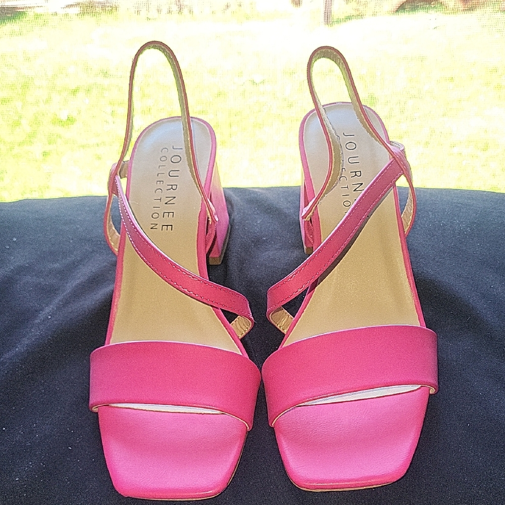 Journee Collection Fuchsia Heeled Sandals